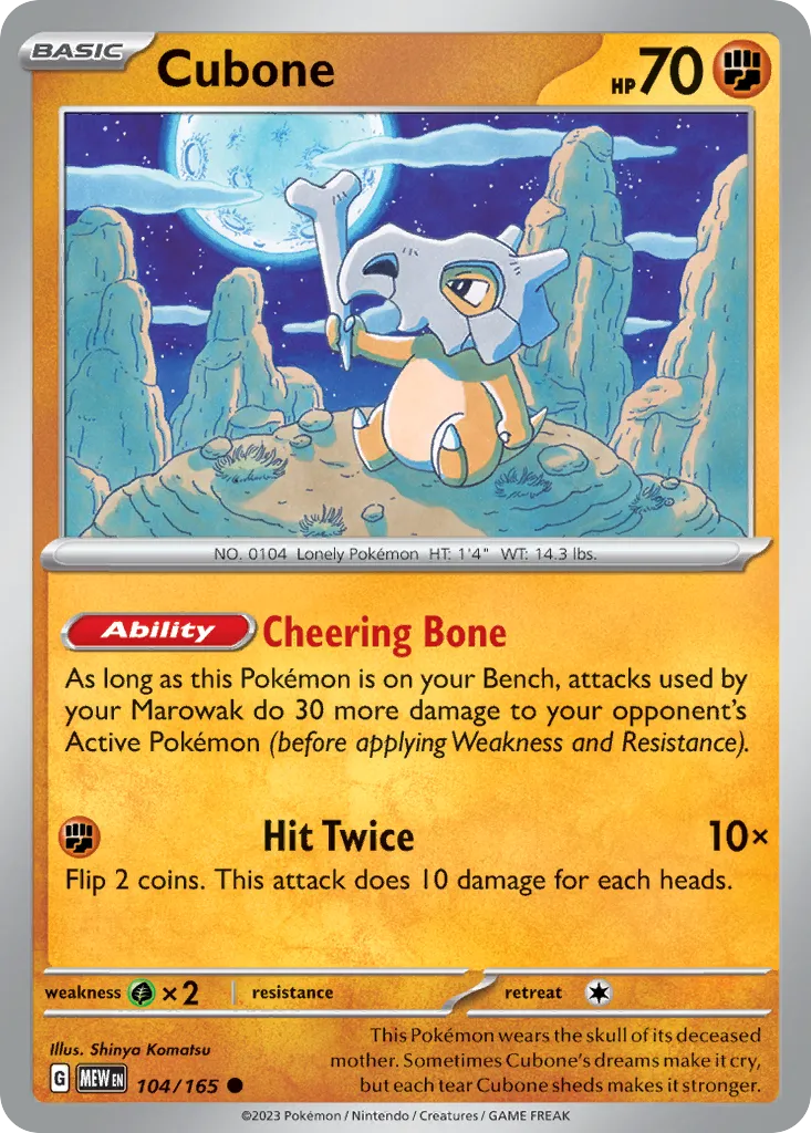 2023 151 Cubone Common #104/165 Common card image