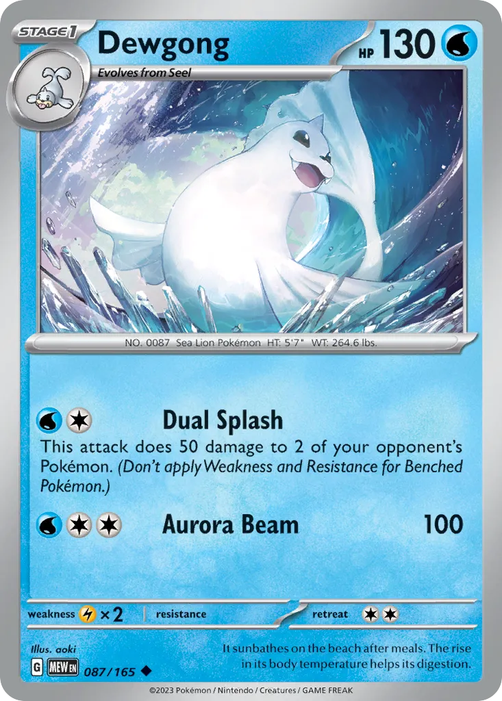 2023 151 Dewgong Uncommon #087/165 Uncommon card image