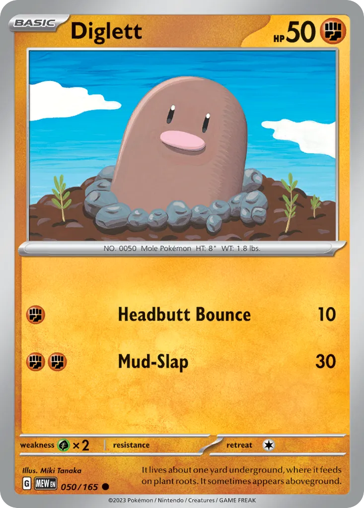 2023 151 Diglett Common #050/165 Common card image