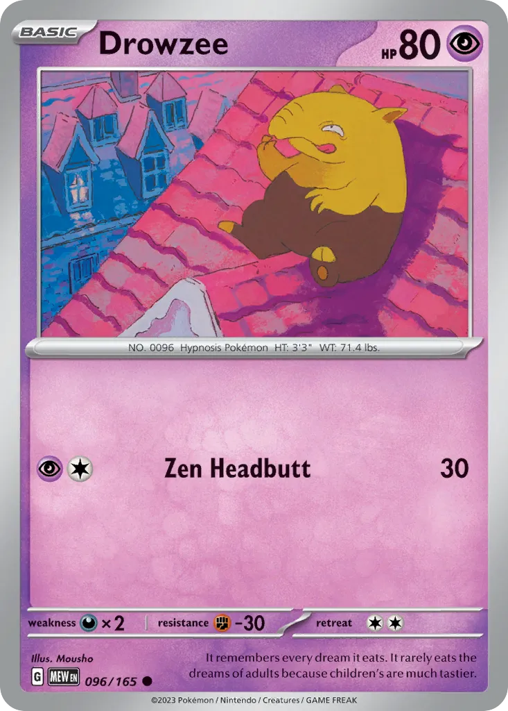 2023 151 Drowzee Common #096/165 Common card image