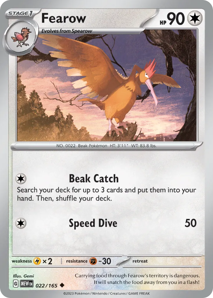 2023 151 Fearow Uncommon #022/165 Uncommon card image