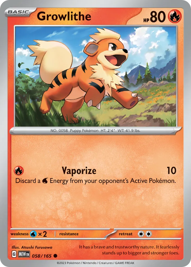 2023 151 Growlithe Common #058/165 Common card image