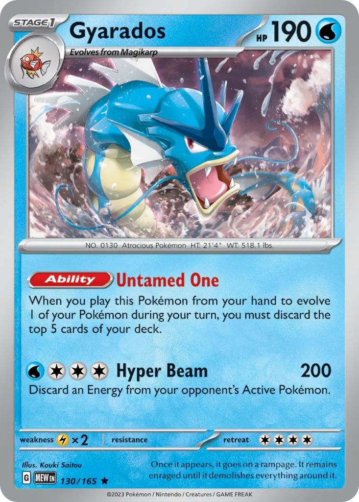 2023 151 Gyarados #130/165 Rare card image
