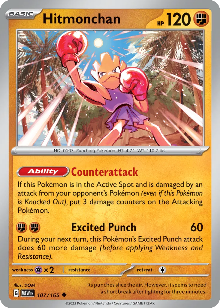 2023 151 Hitmonchan Uncommon #107/165 Uncommon card image
