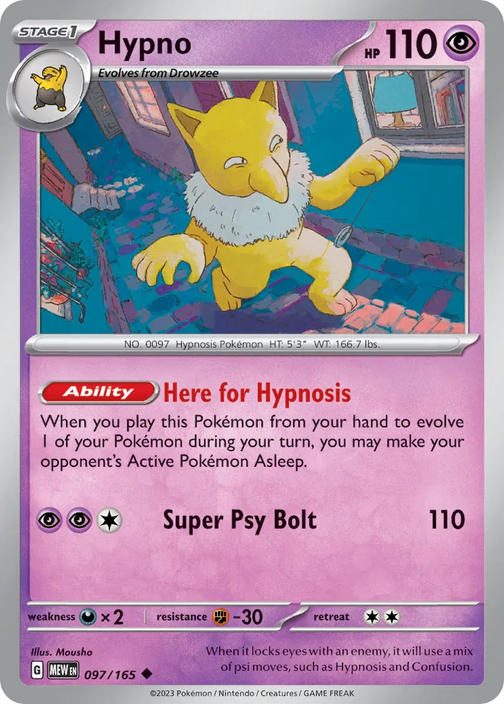 2023 151 Hypno Uncommon #097/165 Uncommon card image