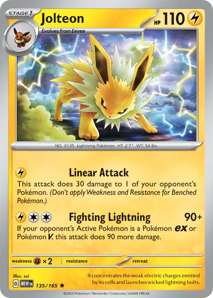 2023 151 Jolteon #135/165 Rare card image