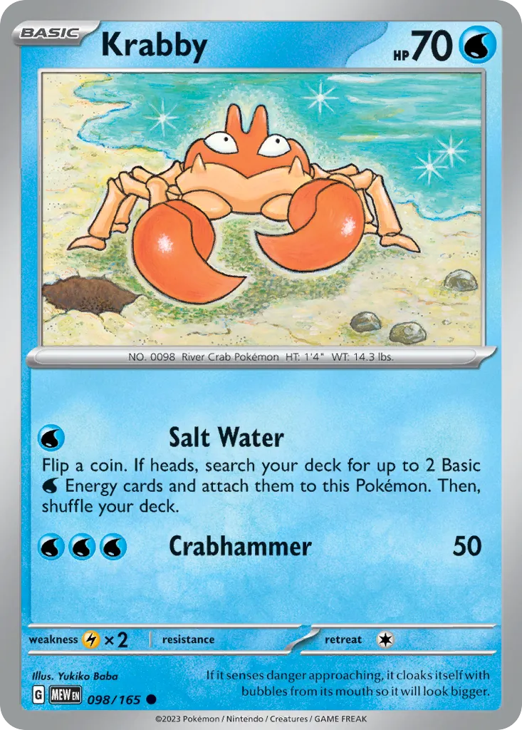 2023 151 Krabby Common #098/165 Common card image