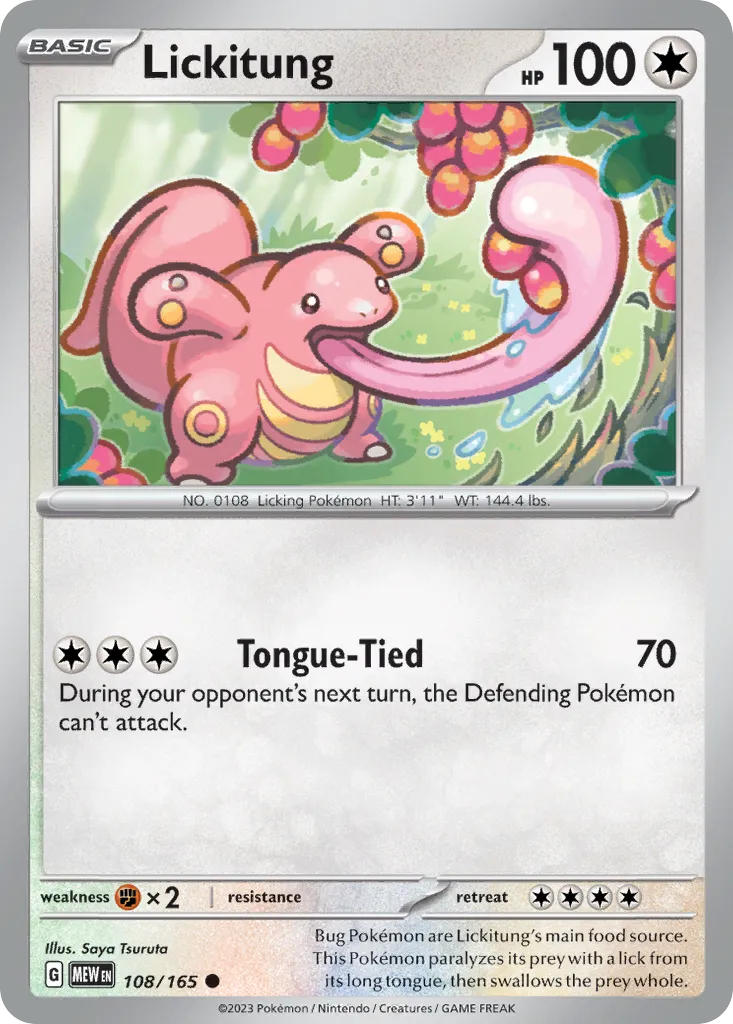 2023 151 Lickitung Common #108/165 Common card image
