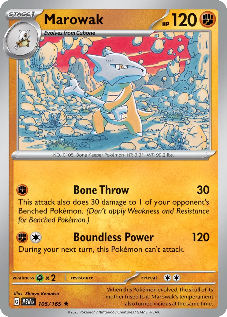 2023 151 Marowak #105/165 Rare card image