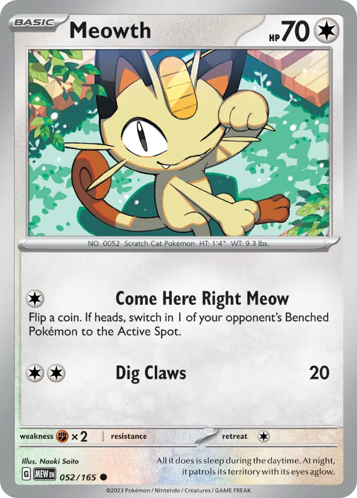 2023 151 Meowth Common #052/165 Common card image