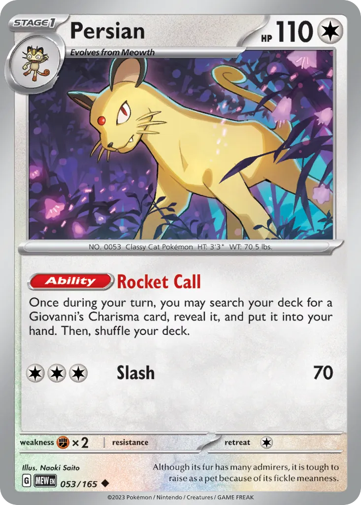 2023 151 Persian Uncommon #053/165 Uncommon card image