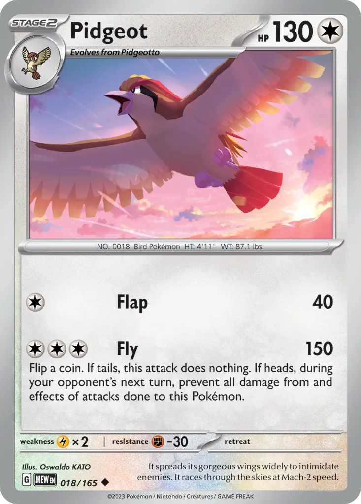 2023 151 Pidgeot Uncommon #018/165 Uncommon card image