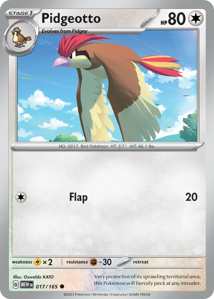 2023 151 Pidgeotto Common #017/165 Common card image