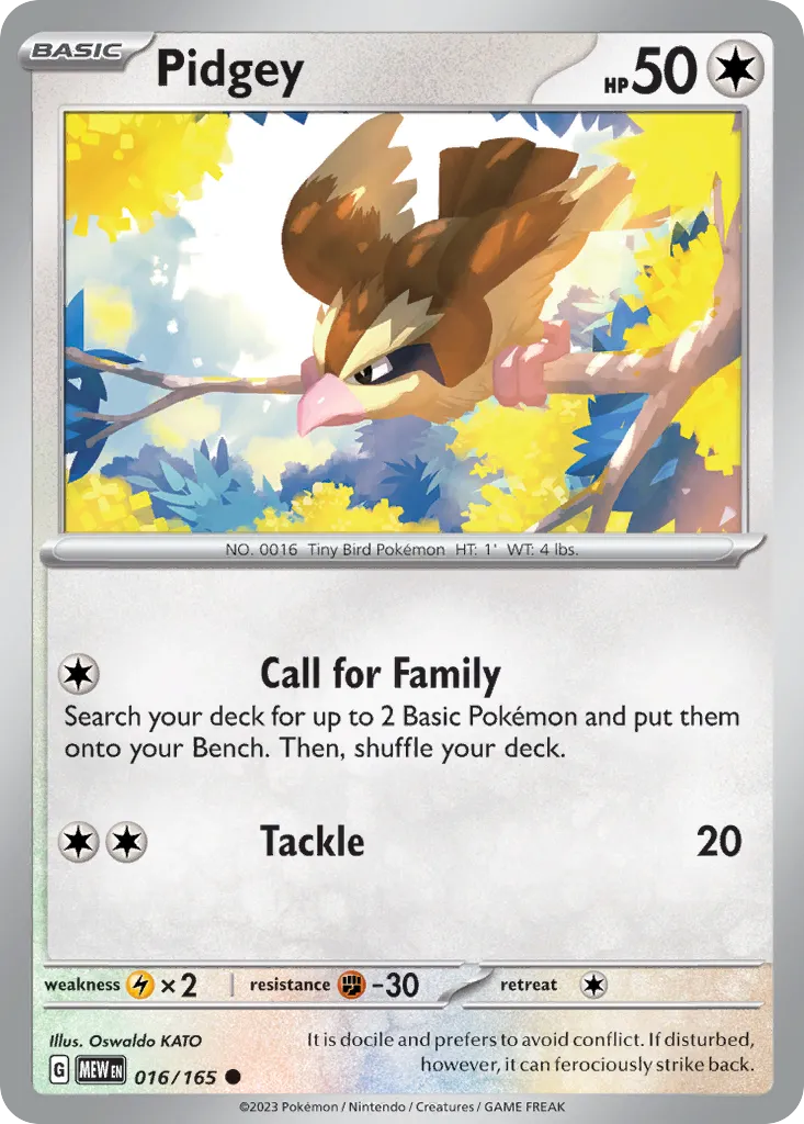 2023 151 Pidgey Common #016/165 Common card image