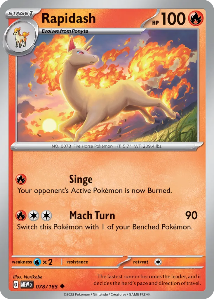 2023 151 Rapidash Uncommon #078/165 Uncommon card image