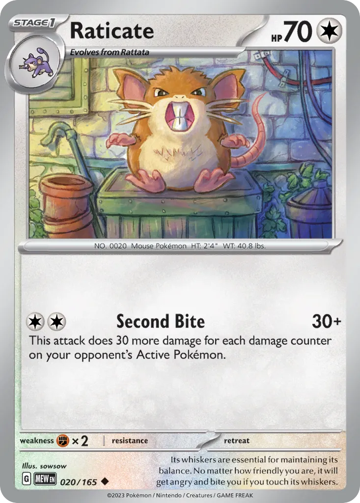 2023 151 Raticate Uncommon #020/165 Uncommon card image