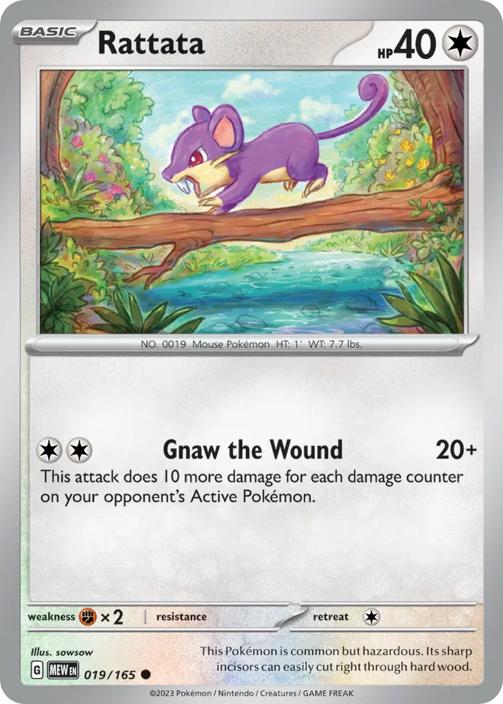 2023 151 Rattata Common #019/165 Common card image