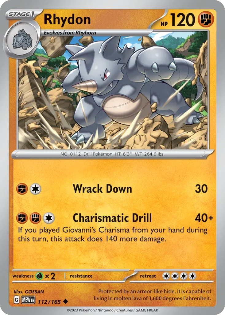 2023 151 Rhydon Uncommon #112/165 Uncommon card image