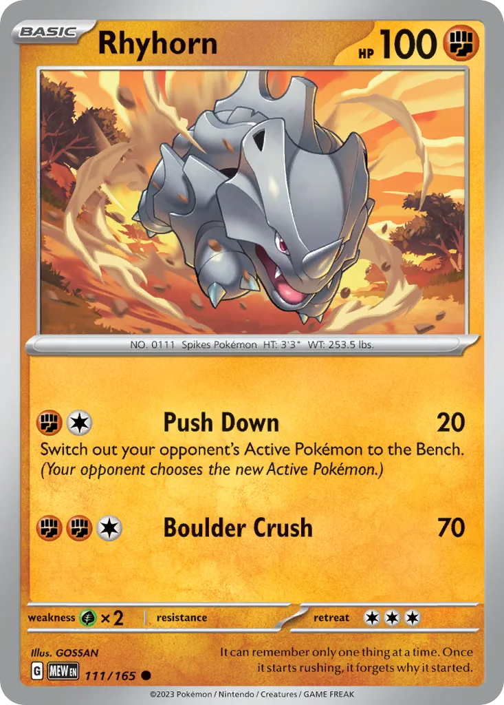 2023 151 Rhyhorn #111/165 Common card image
