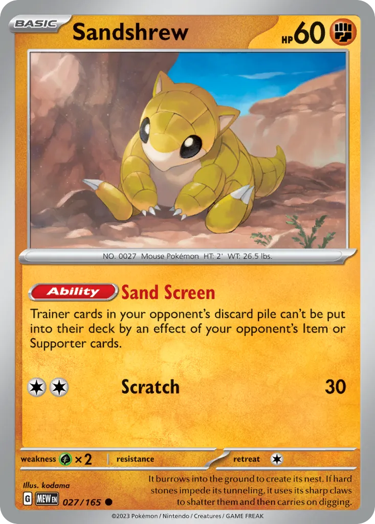 2023 151 Sandshrew Common #027/165 Common card image