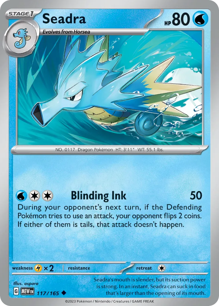 2023 151 Seadra Uncommon #117/165 Uncommon card image