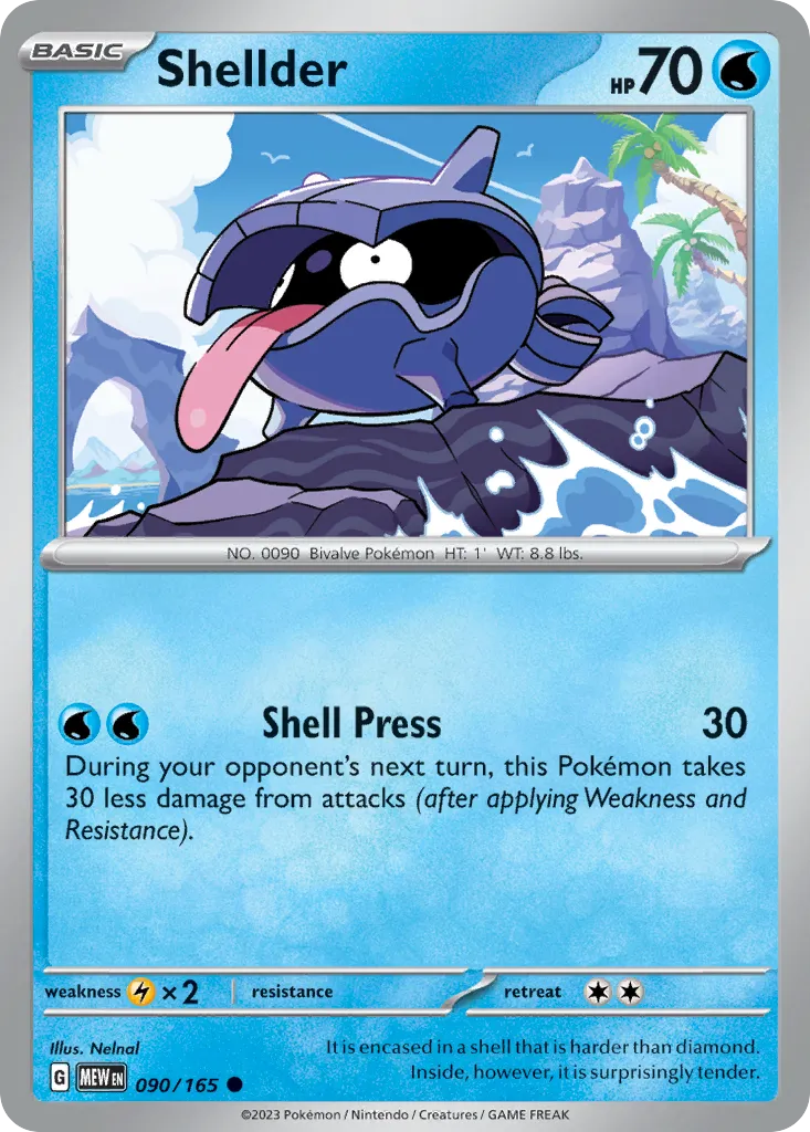 2023 151 Shellder Common #090/165 Common card image