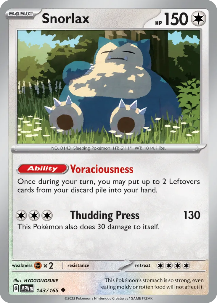 2023 151 Snorlax #143/165 Uncommon card image
