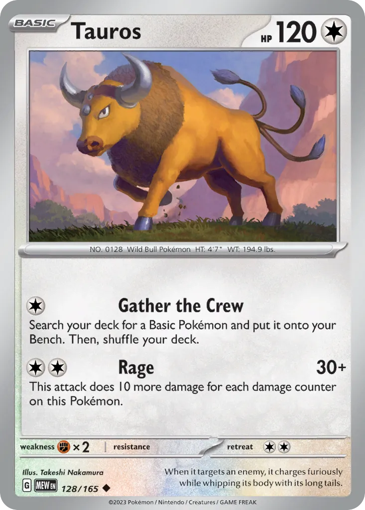 2023 151 Tauros #128/165 Uncommon card image