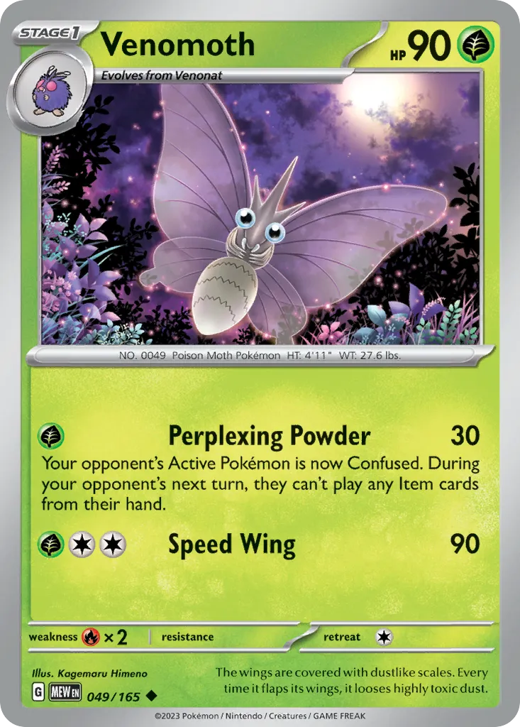 2023 151 Venomoth Uncommon #049/165 Uncommon card image