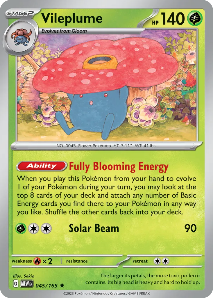 2023 151 Vileplume Rare #045/165 Rare card image