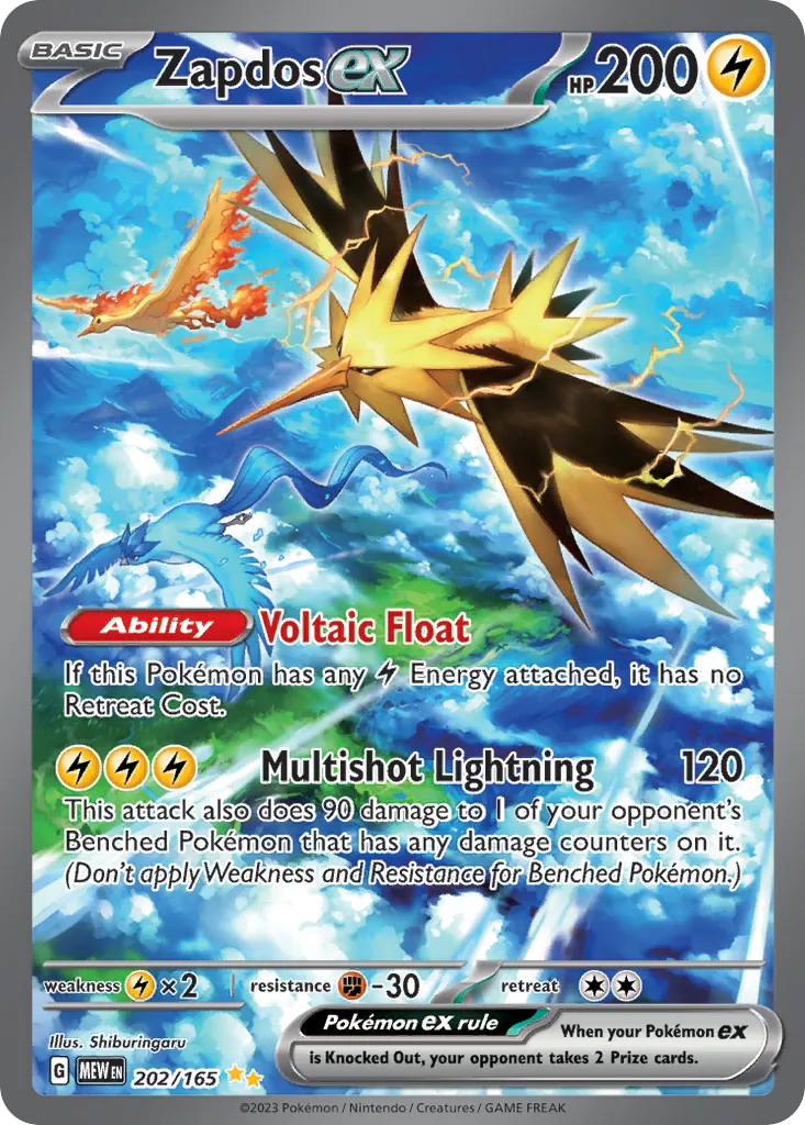 2023 151 Zapdos ex #145/165 Double Rare card image