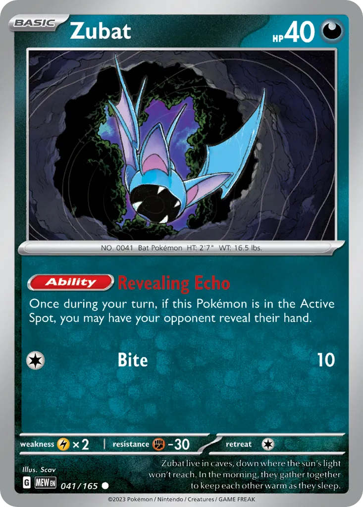 2023 151 Zubat Common #041/165 Common card image