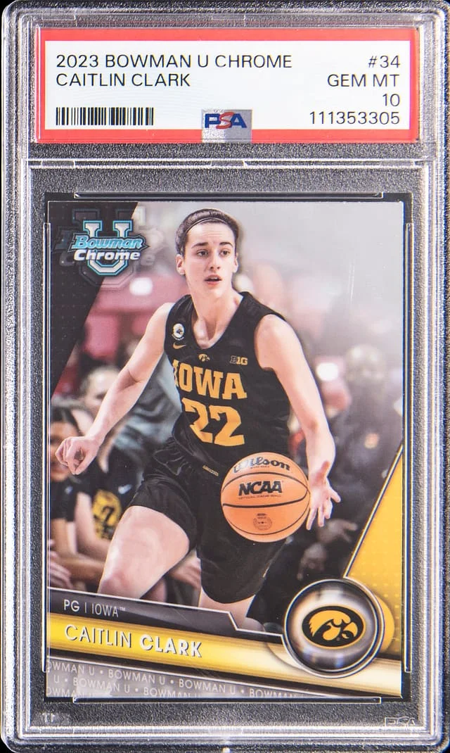 2023-24 Bowman Caitlin Clark U Chrome Purple Mini-Diamond #34 card image