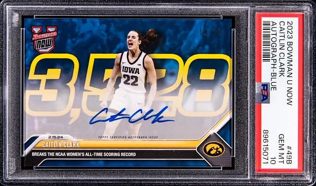2023-24 Bowman Caitlin Clark U Now Autograph Blue #49B card image