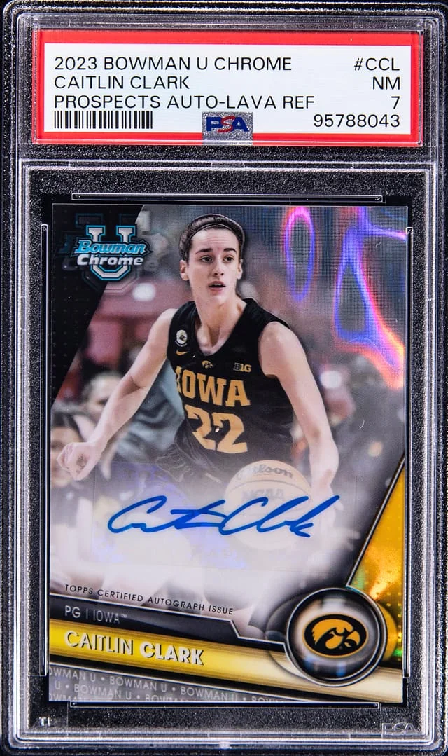 2023-24 Bowman Caitlin Clark U Chrome Prospects Autograph Lava Refractor #BCPA-CC card image