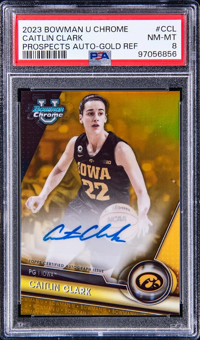 2023-24 Bowman Caitlin Clark U Chrome Prospect Autographs Gold Refractor #BCPA-CCL card image