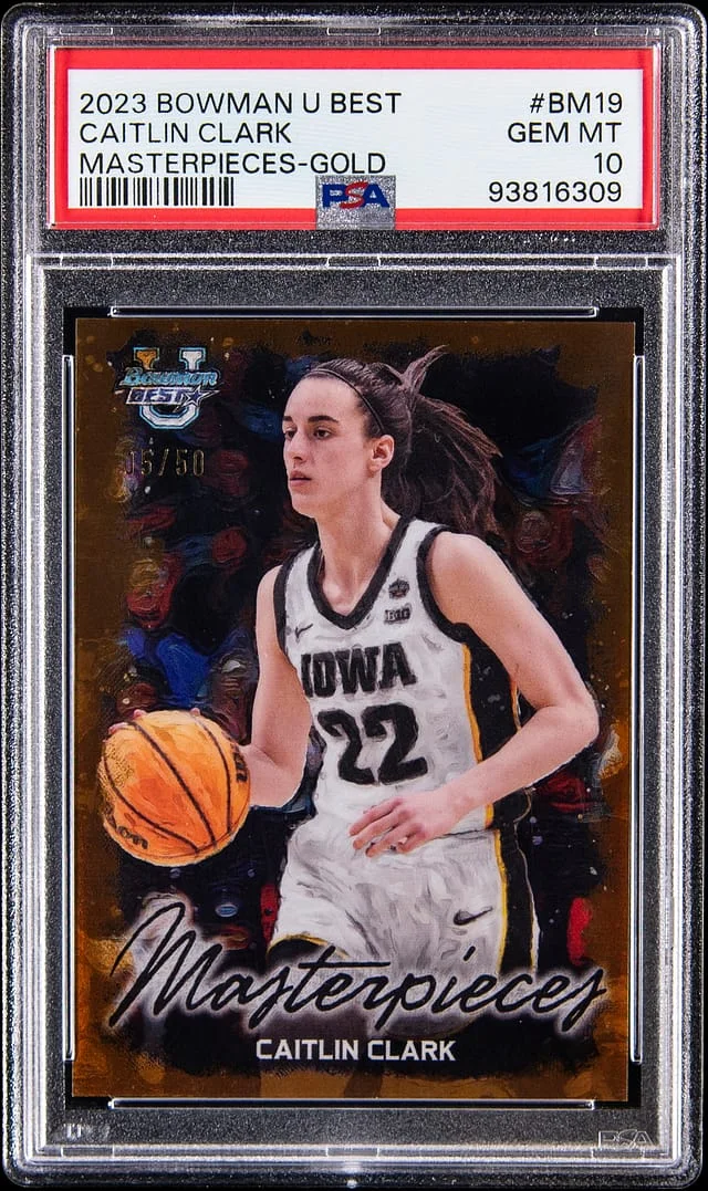 2023-24 Bowman Caitlin Clark U Best Masterpieces Gold #BM-19 card image