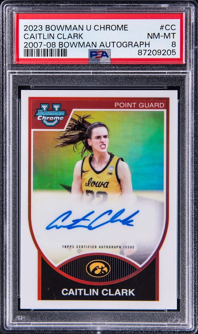 2023-24 Bowman Chrome Caitlin Clark 07-08 Bowman Autograph #CC card image