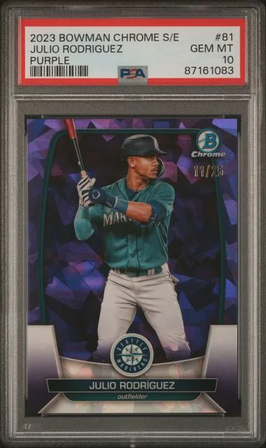 2023-24 Bowman Chrome Sapphire Julio Rodriguez Edition Purple #81 card image