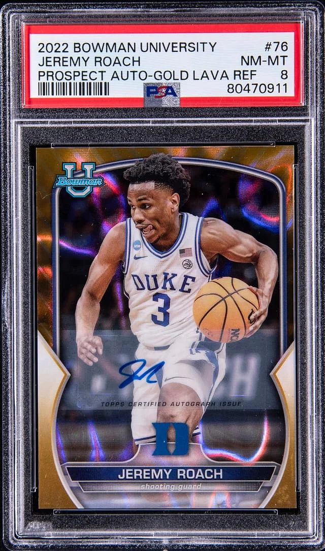 2023-24 Bowman Chrome University Jeremy Roach Gold Wave Autograph #76 card image