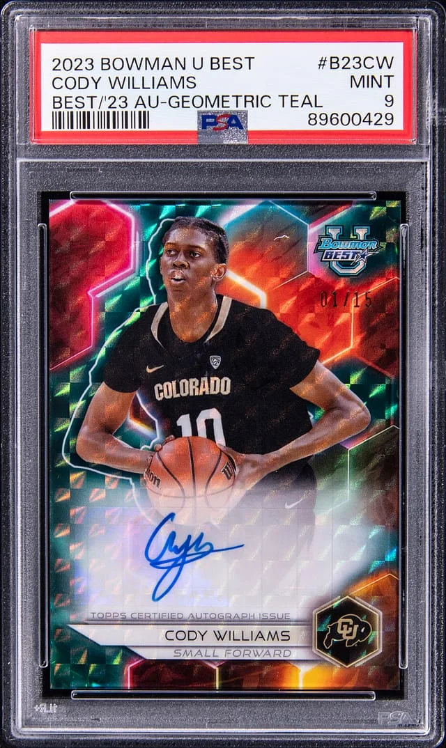 2023-24 Bowman Cody Williams U Best of 2023 Autograph Geometric Teal #B23-CW card image