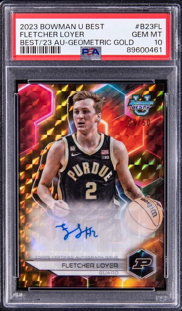 2023-24 Bowman Fletcher Loyer U Best of 2023 Autograph Geometric Gold #B23-FL card image