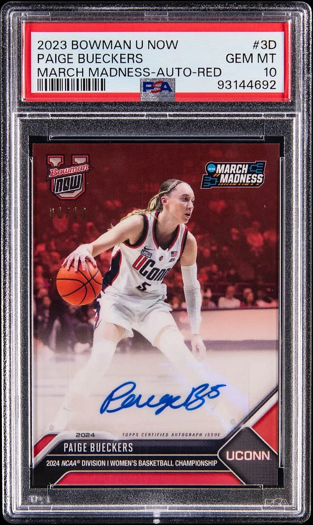 2023-24 Bowman Paige Bueckers U Now March Madness Autograph Red #3D card image