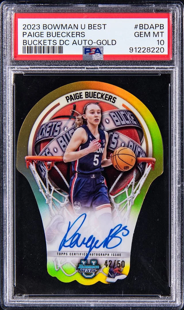 2023-24 Bowman Paige Bueckers U Best Buckets Die-Cut Autograph Gold #BDA-PB card image