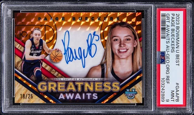 2023-24 Bowman Paige Bueckers U Best Greatness Awaits Autographs Geometric Orange #GAA-PB card image