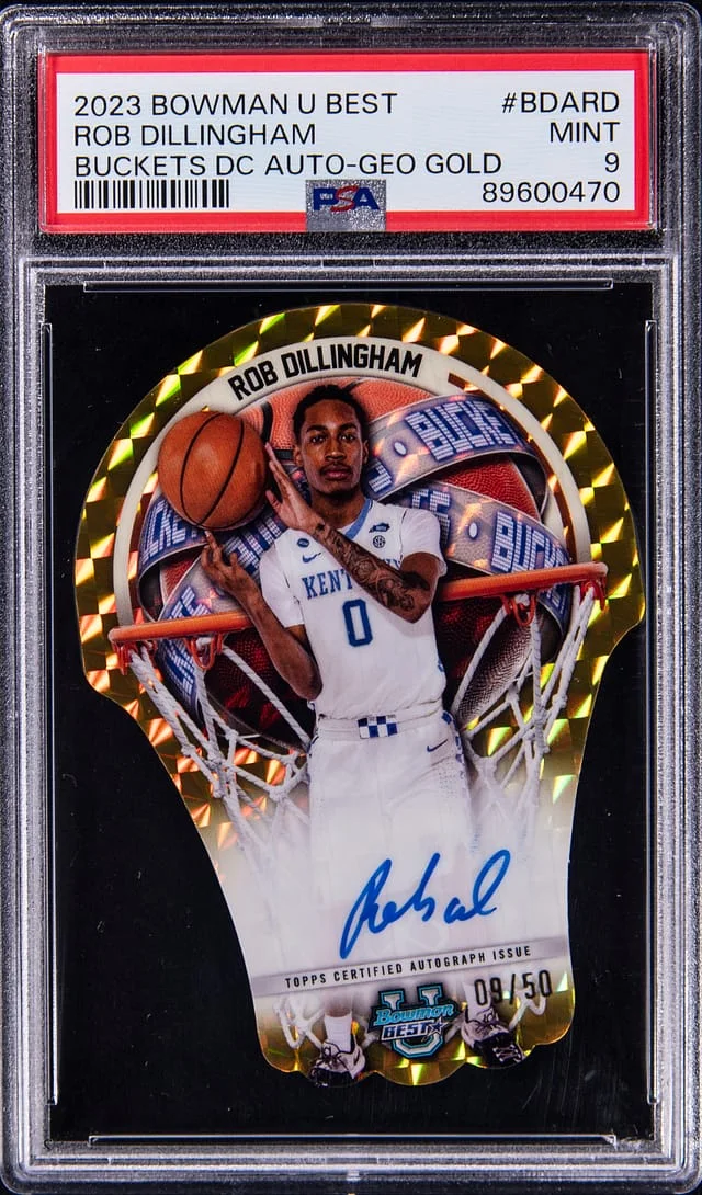 2023-24 Bowman Rob Dillingham U Best Buckets Die-Cut Autograph Gold Geometric Gold #BDA-RD card image