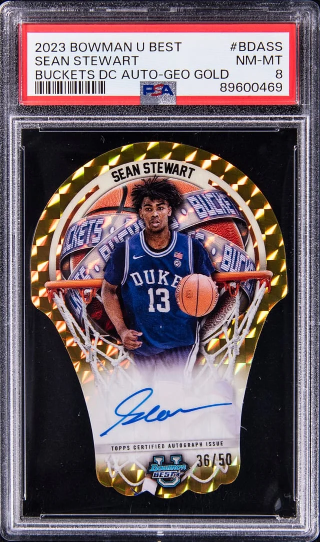 2023-24 Bowman Sean Stewart U Best Buckets Die-Cut Geometric Gold Refractor #BDA-SS card image