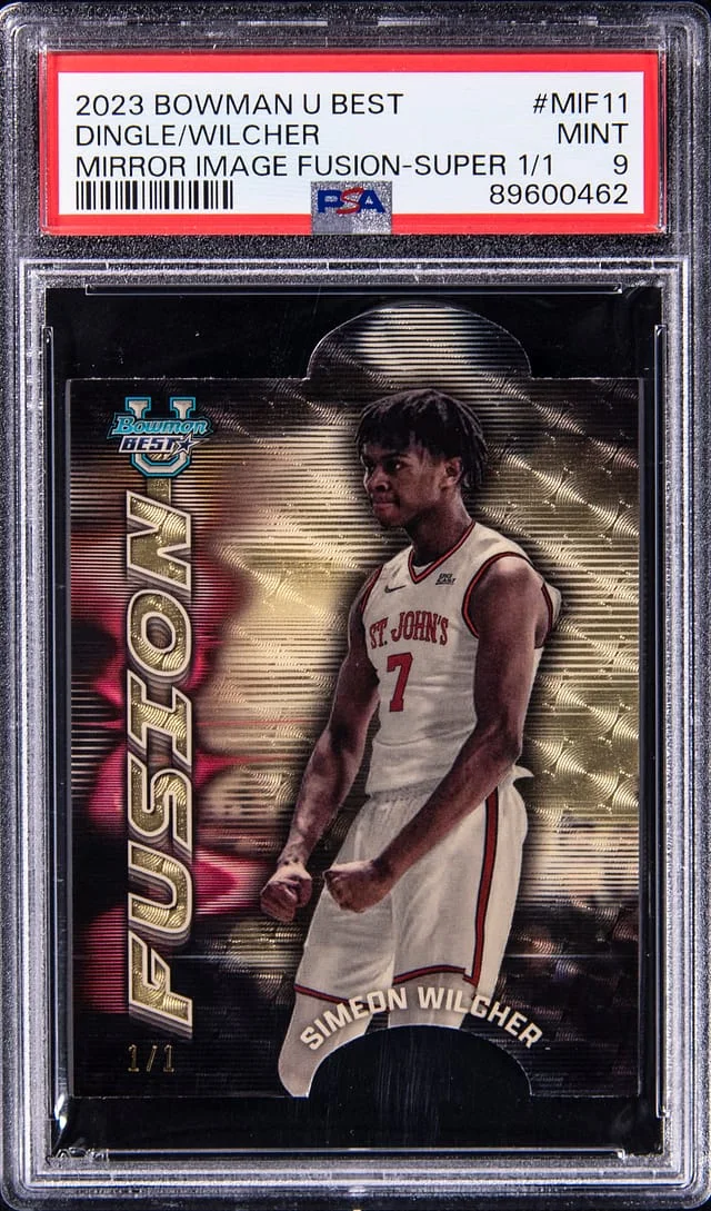 2023-24 Bowman Simeon Wilcher/Jordan Dingle U Best Mirror Image Fusion SuperFractor #MIF-11 card image
