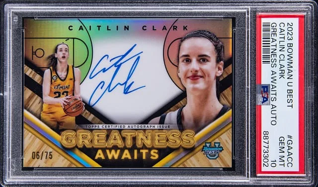 2023-24 Bowman University Best Caitlin Clark Greatness Awaits Autographs #GAA-CC card image