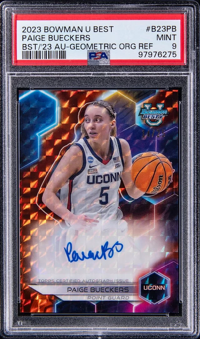 2023-24 Bowman University Best Paige Bueckers Autograph Geometric Orange Refractor #B23-PB card image